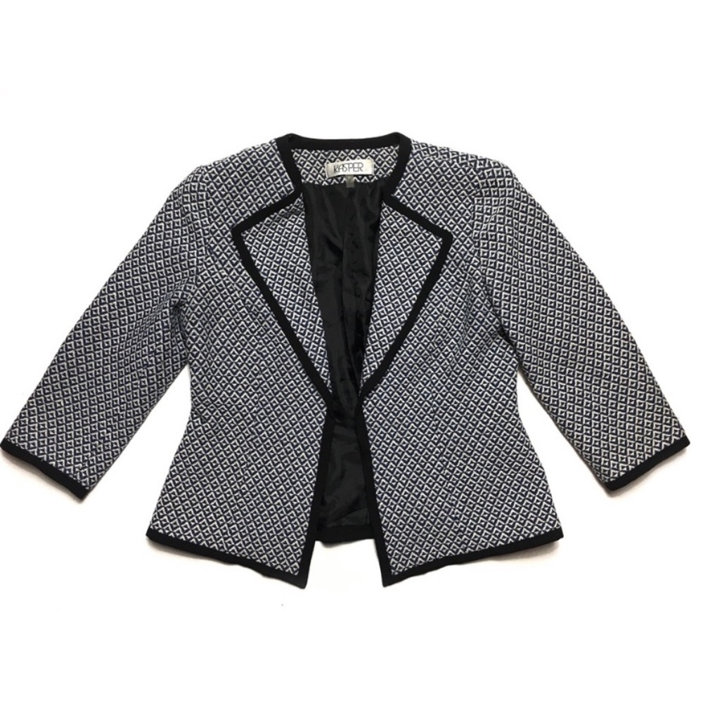 Kasper Blue Black Pattern Blazer Jacket 4